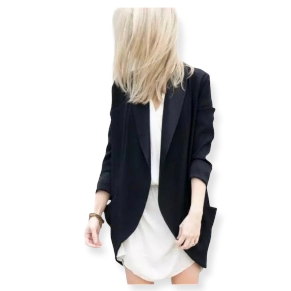 Aritzia Wilfred Chevalier Relaxed Open Front Jacket Black